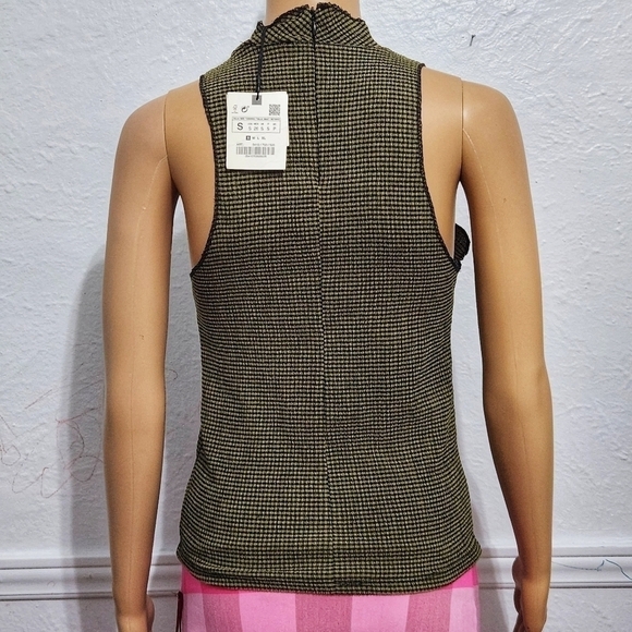 Zara Mock Neck Stripes Sleeveless Top - Picture 2 of 9